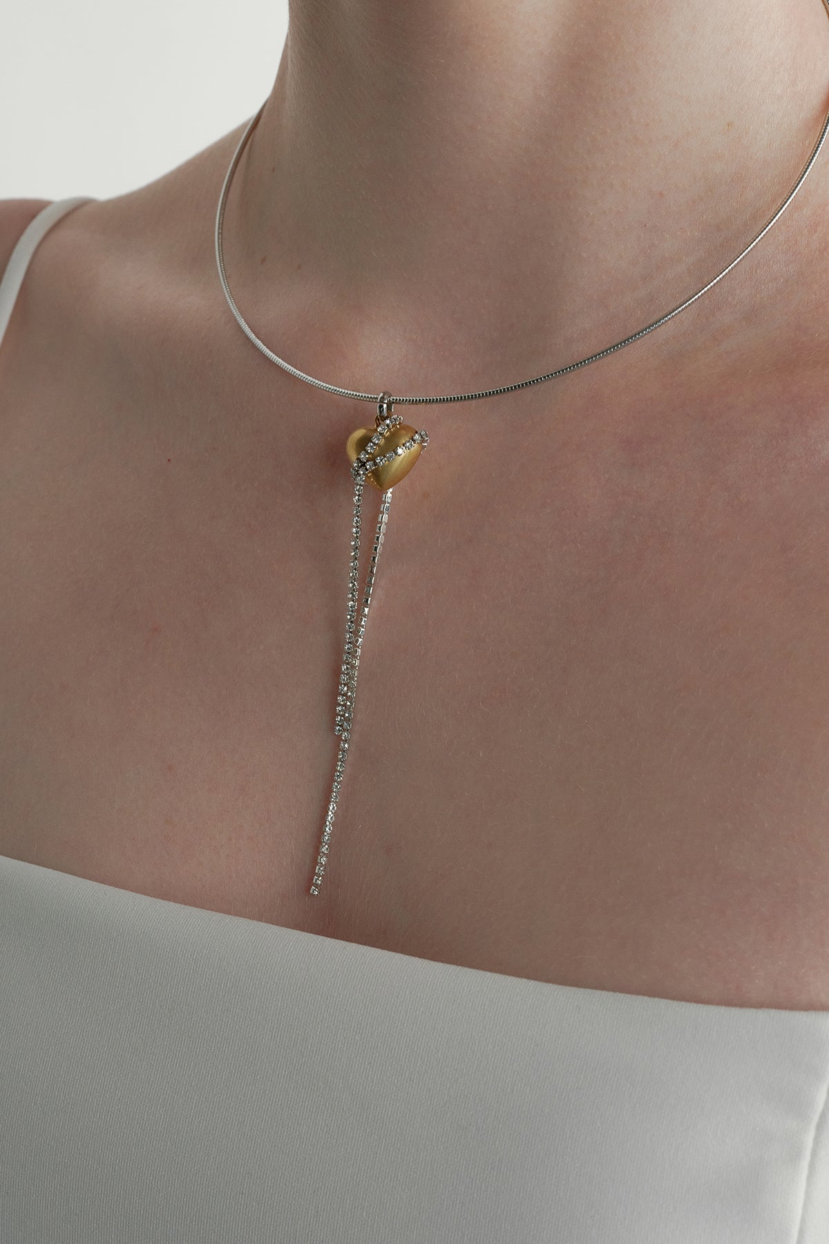 Moonlit Heartstrings Wire Necklace 【MWNL250104】