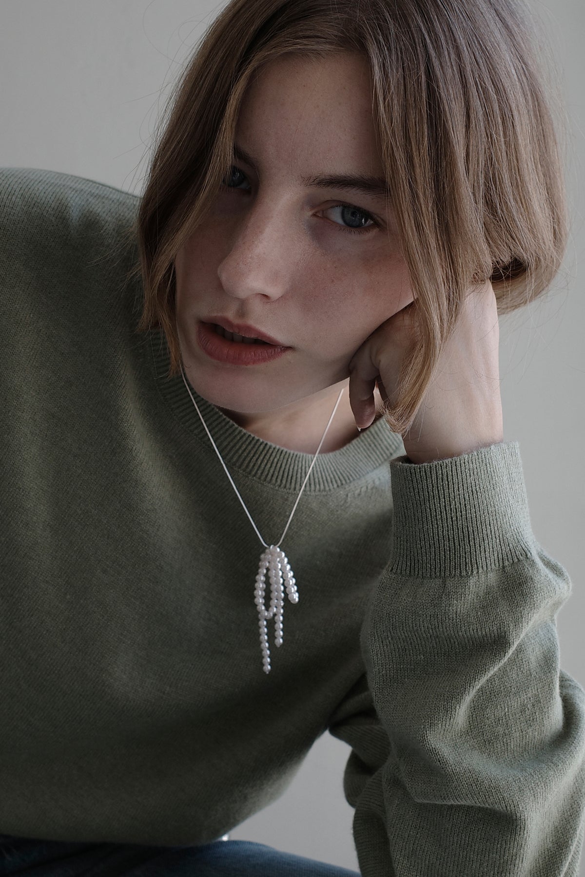 Pearl Bow silver Necklace【MWNL230601】