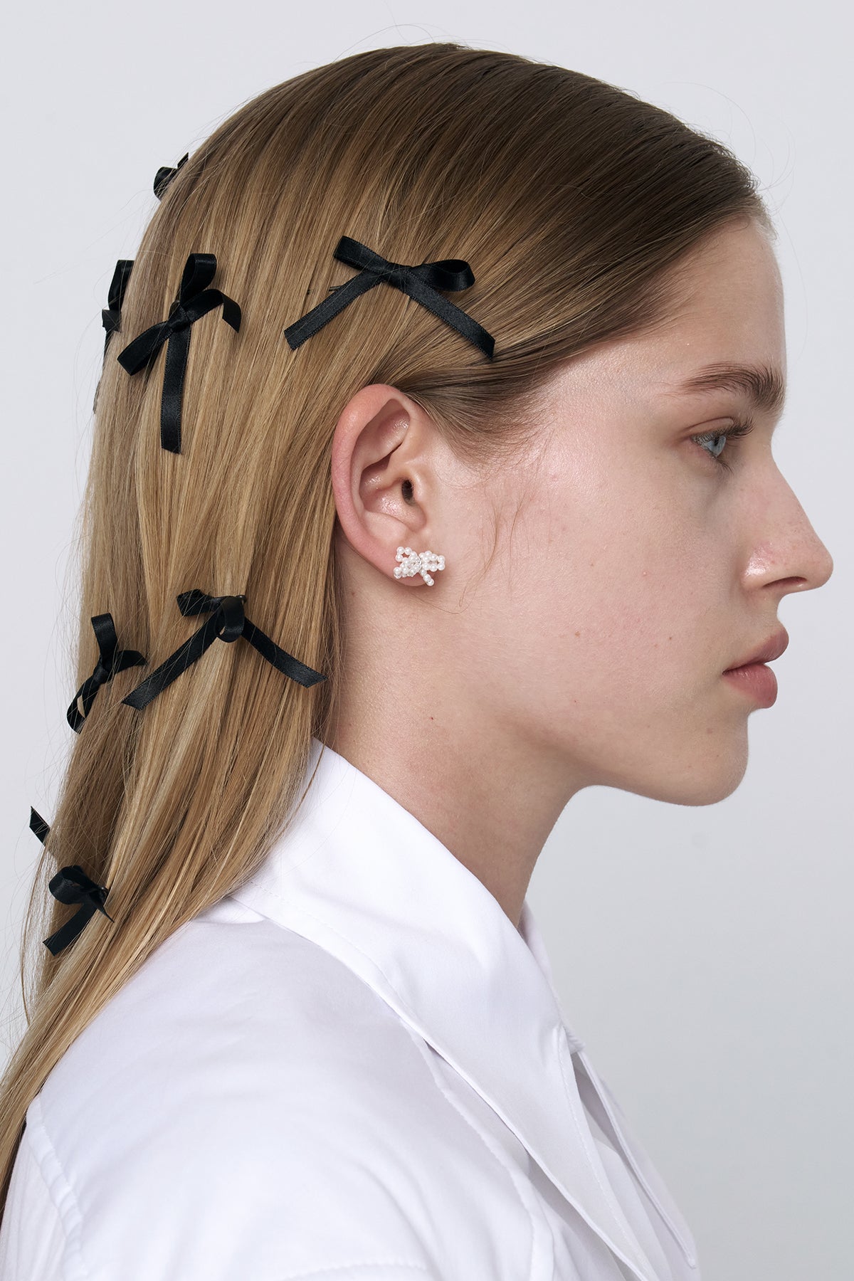 Tiny Pearl Pull Bow Earrings【MWER230609】