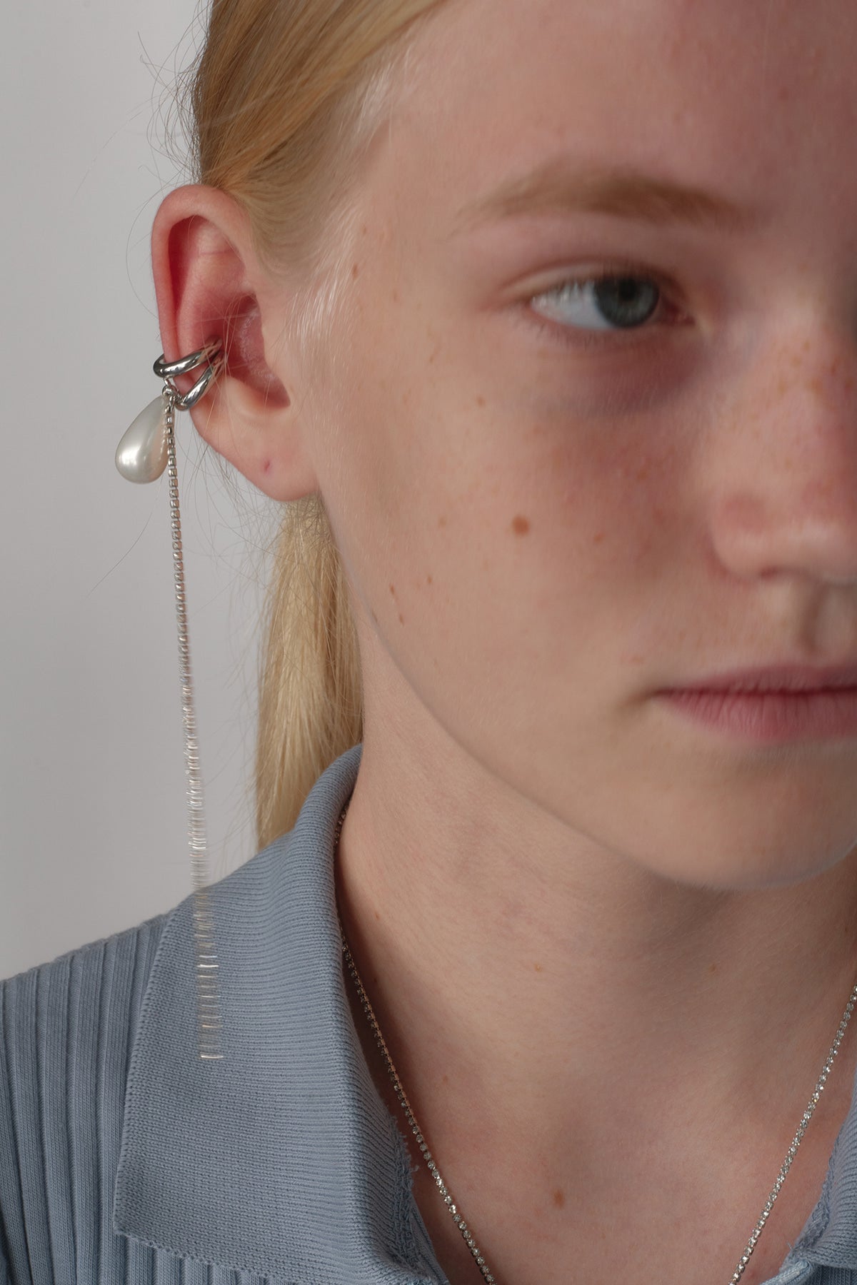 Teardrop Pearl Crystalline Ear Cuff(Set)【MWER240608】