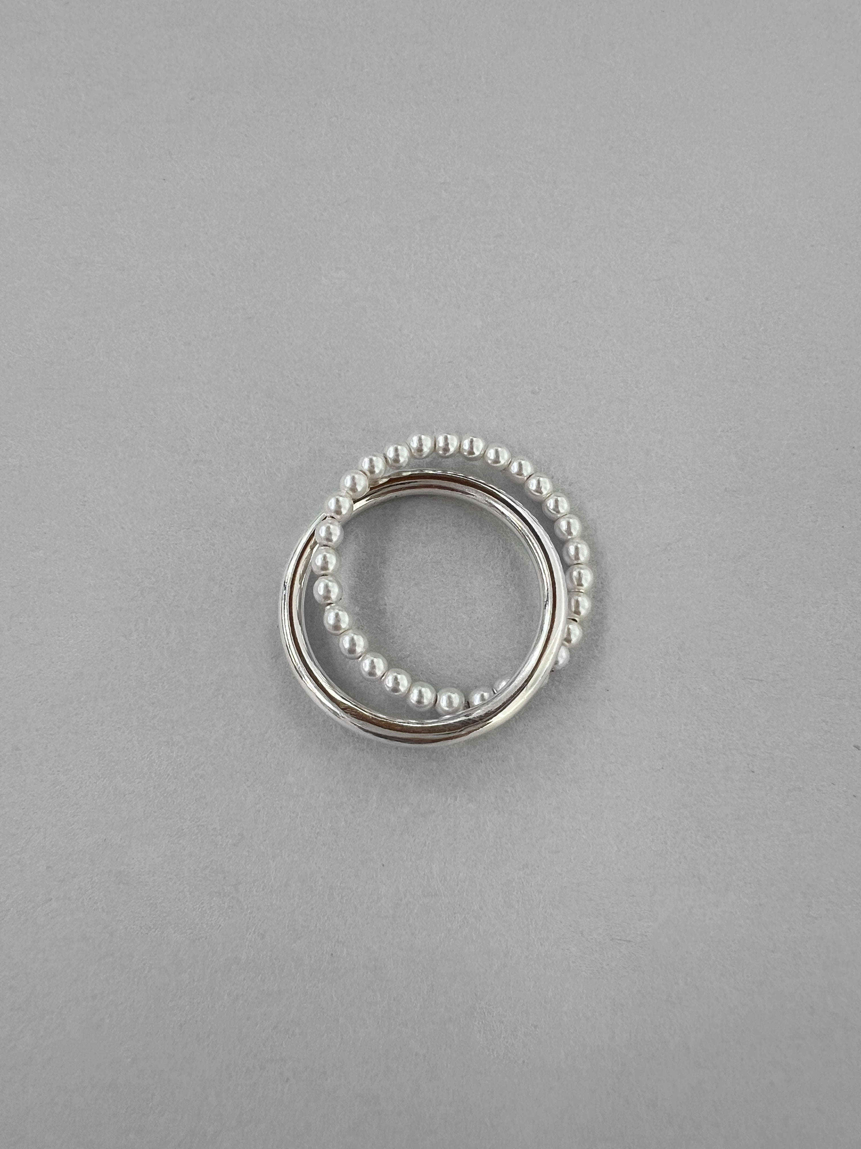 Japan exclusive Pearl and Silver Thick and Thin Ring【MWRG251101】