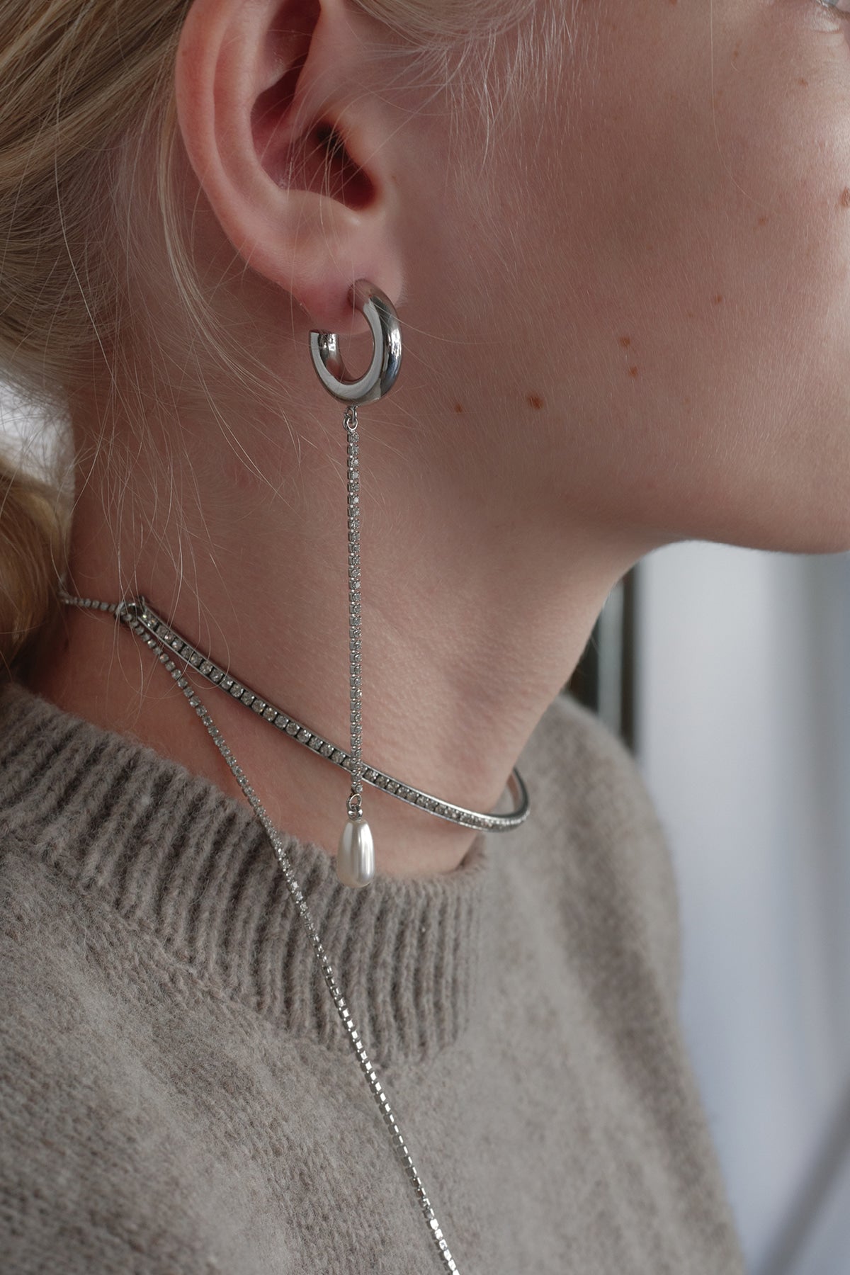 Teardrop Pearl Unbalanced Earrings【MWER240603】