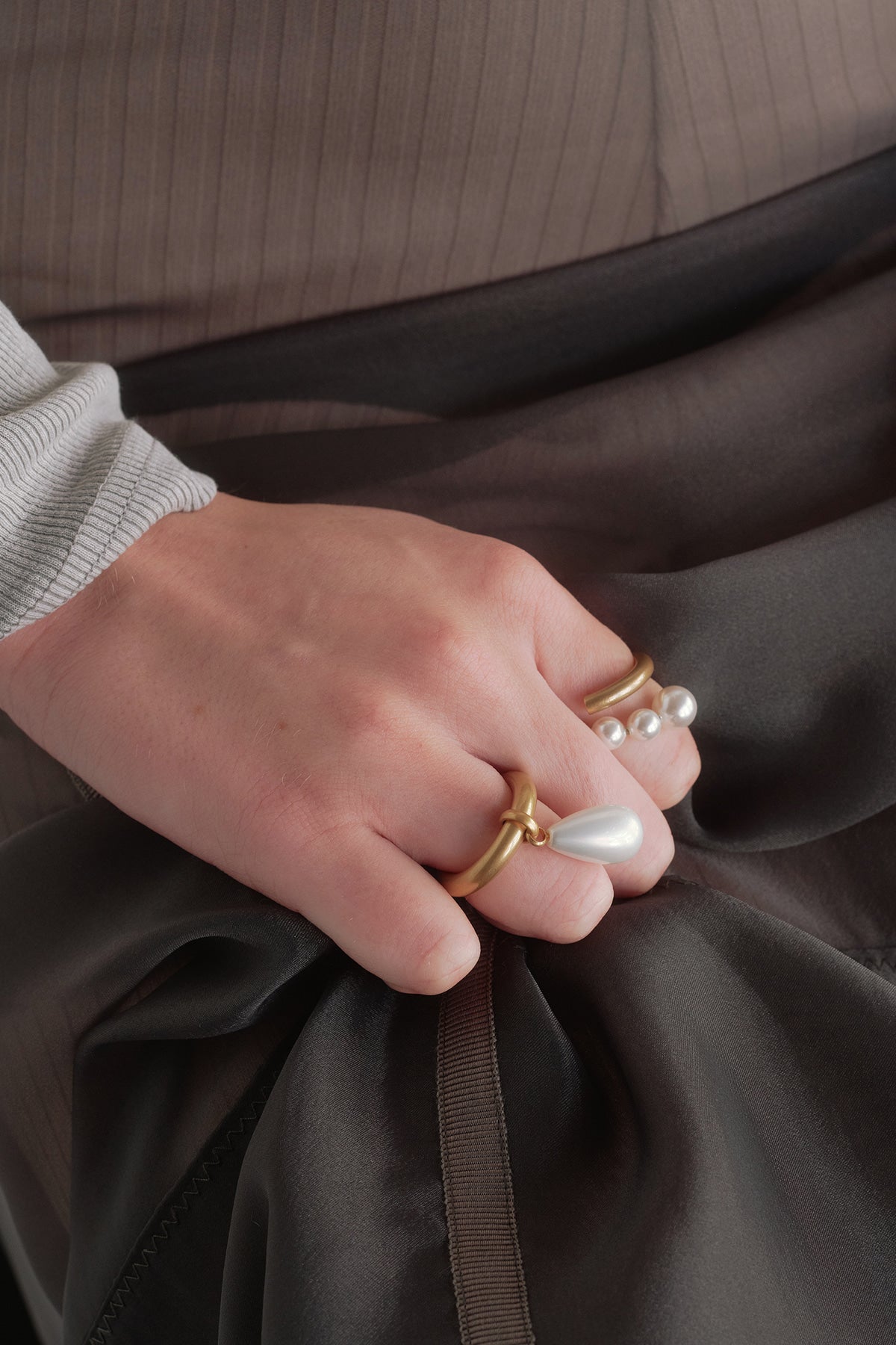 Teardrop Pearl Bold Ring【MWRG240601】