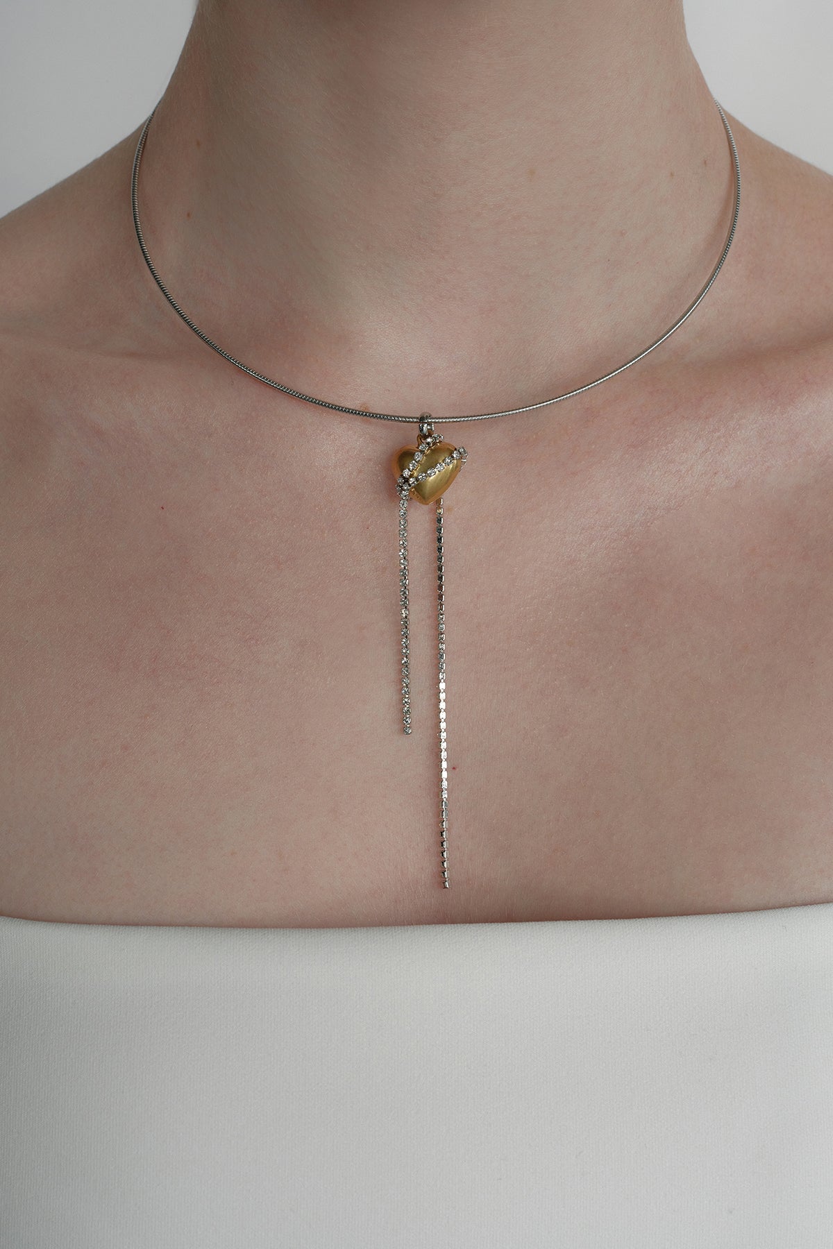 Moonlit Heartstrings Wire Necklace　【MWNL250104】