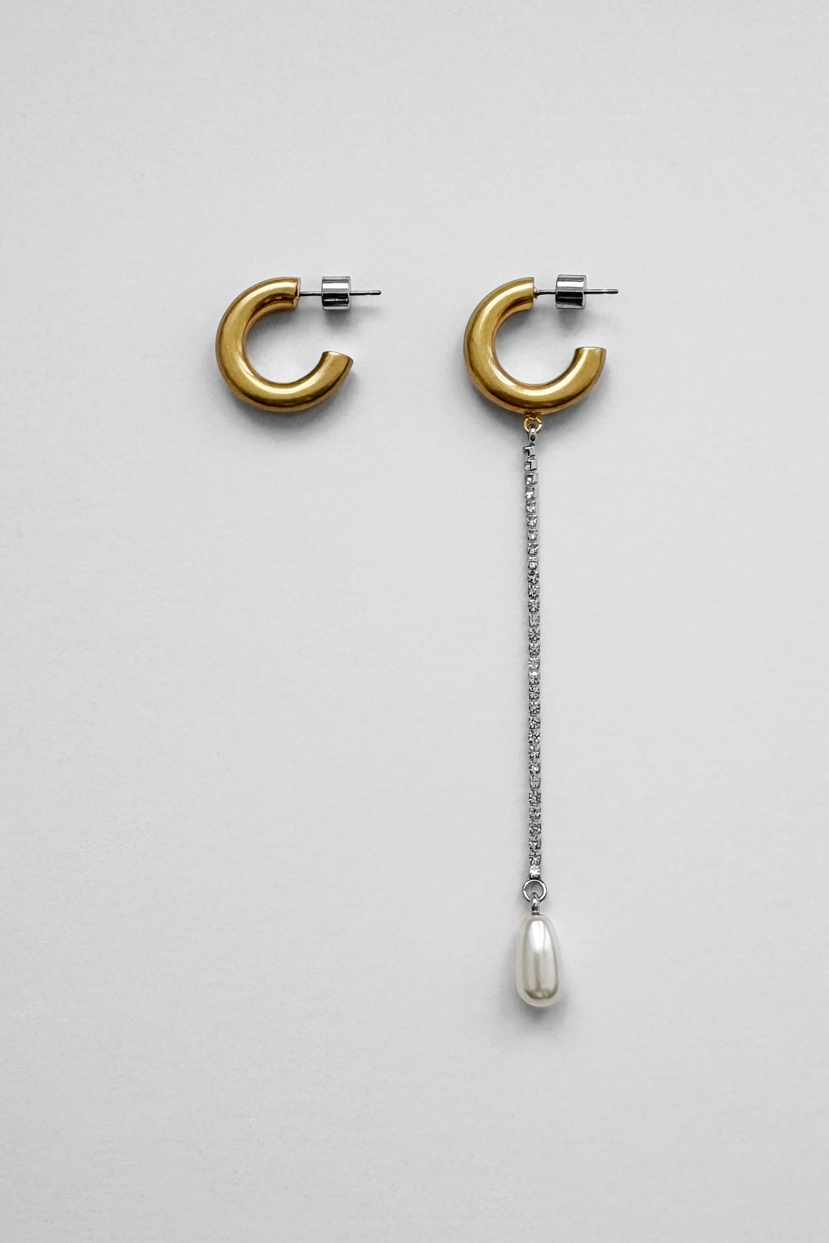 Teardrop Pearl Unbalanced Earrings【MWER240603】