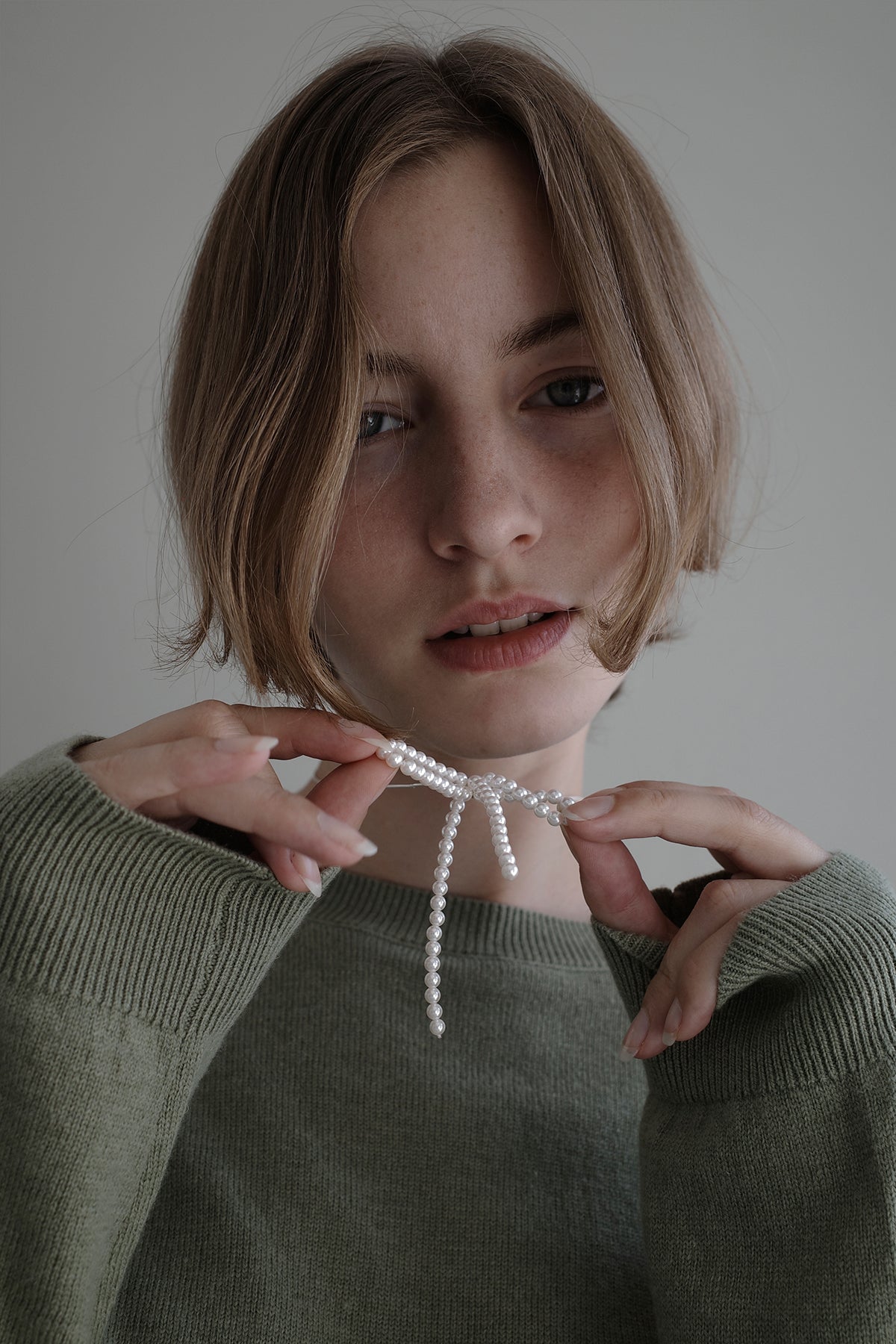 Pearl Bow silver Necklace【MWNL230601】