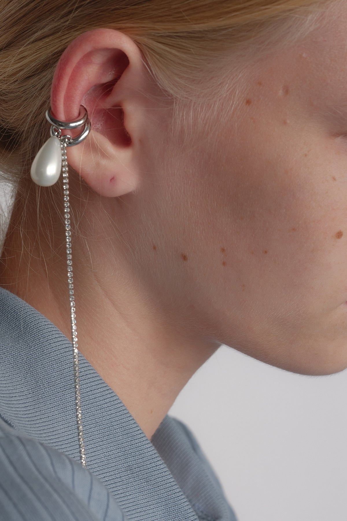 Teardrop Pearl Crystalline Ear Cuff(Set)【MWER240608】